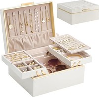 Lolalet SchmuckkäStchen FüR Damen, 2 Ebenen Schmuckaufbewahrung Schmuckbox J