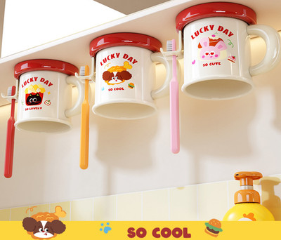 Wall-mounted toothbrush holder for the bathroom no drilling required