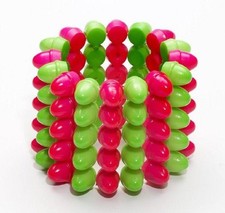 80s Punk Club Candy Rounded 5 Row Spike Green Pink Costume Accessory Bracelet
