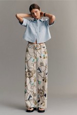 Maeve The Colette Beachy Linen Full-Length Wide-Leg Pants. Size 30T. Ret. 138