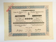 1927 Romania Cassa De Pastrare S.A. 5 Share Certificate 5 shares Oravita
