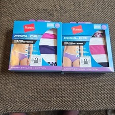 L/7 Hanes 3-Pack Cool Dri Tagless Cotton Hipsters Panties Assort Colors