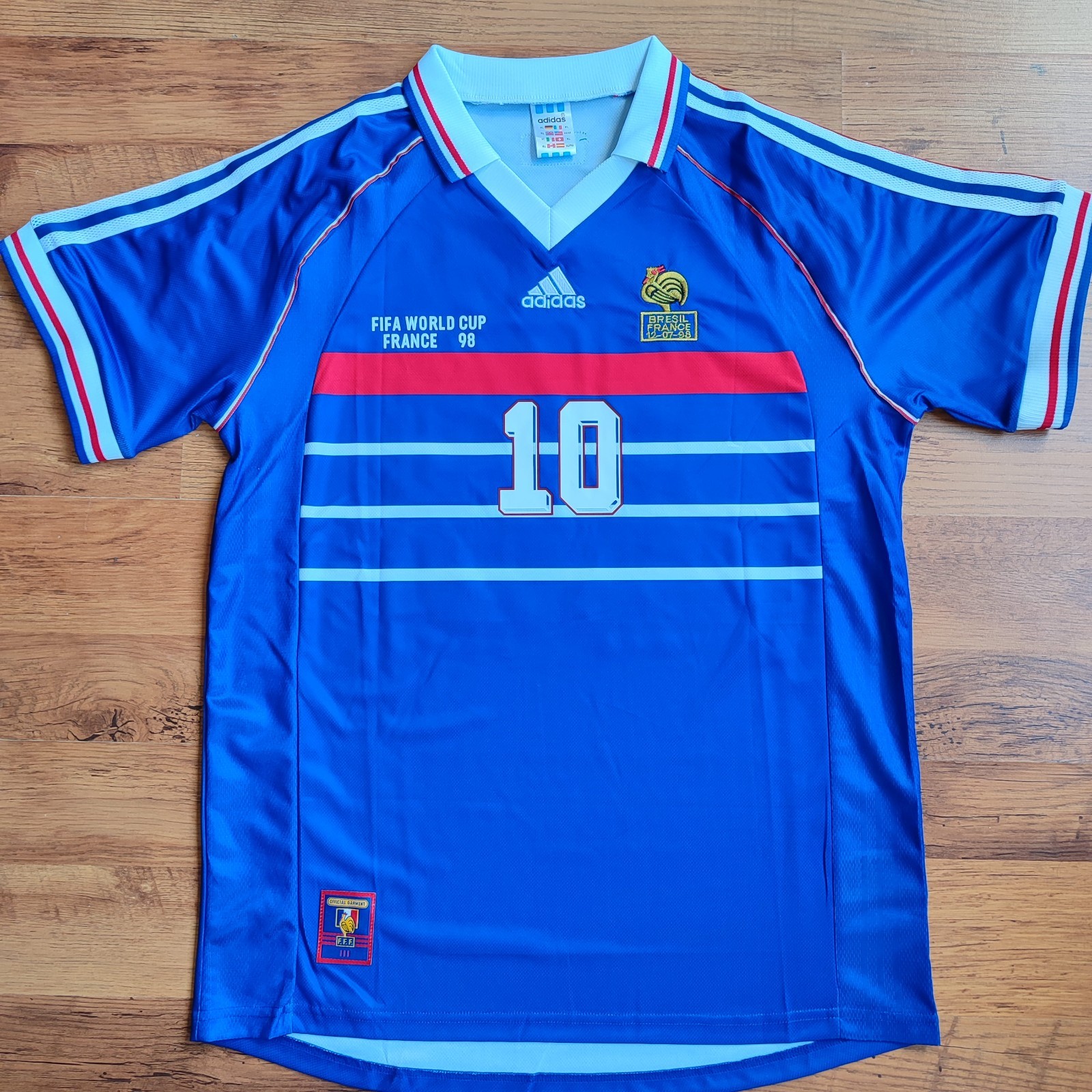 Maillot France Coupe du Monde 1998 Zidane en taille XL coloris bleu classique