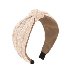 White Knotted Headband for Women Fashion Wide Headband Fabric Non Slip Hair A...