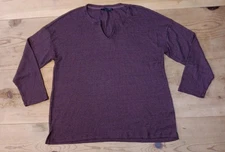 Social Standard By Sanctuary Waffle Knit Top Women 2XL V Neck Wine Pullover 