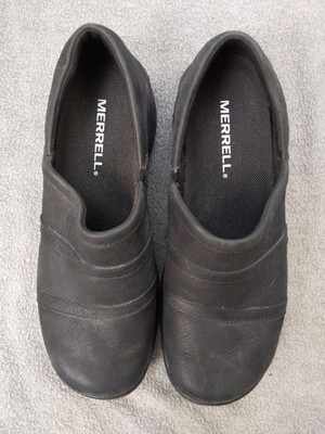 Merrell Shoes Womens Size 7.5 Black Leather Slip On Comfort  display picture 1