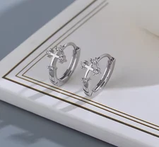 Faith Earrings - Lovely Silver Cross Small Hoop Earrings