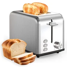 YSSOA Stainless Steel Toaster 2 Slice with Extra Wide Slot & Removable Crumb ...