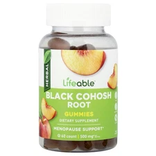 Black Cohosh Root Gummies, Peach, 60 Gummies (25 mg per Gummy)
