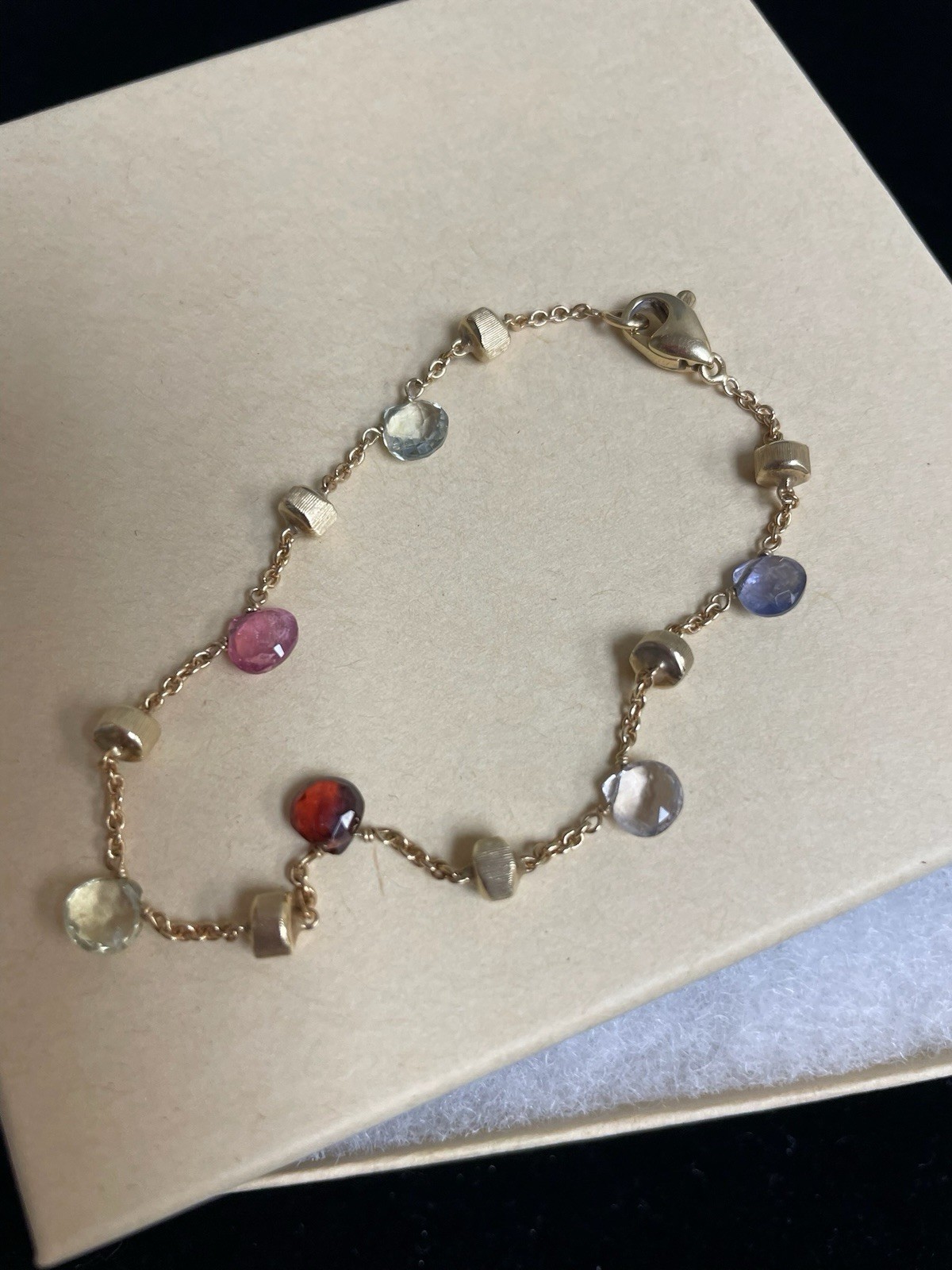 Marco Bicego 18K Yellow Gold Paradise Multi Gemstone Bracelet Approx 7 Inches