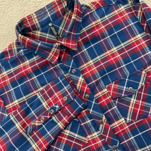 Kuhl Tess Flannel Shirt Womens XL Blue Red Plaid Long Sleeve Button Up Outdoors