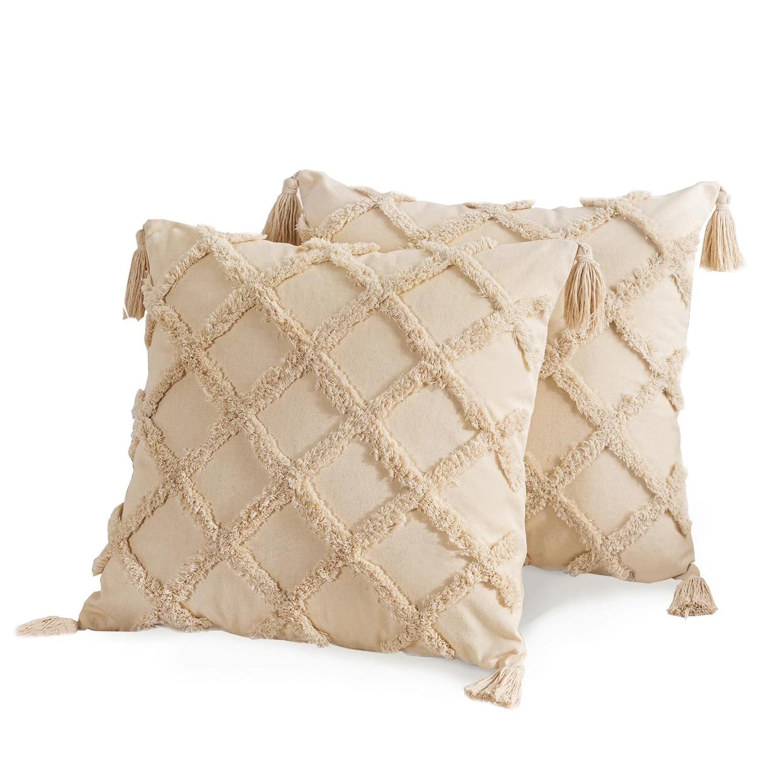 Throw Pillow Covers, Pillow Covers 18x18, Pack of 2 Boho Decorative Pillow Co...