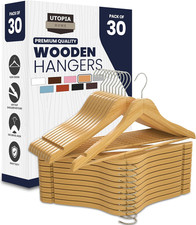 Premium Wooden Hangers 30 Pack - Heavy Duty Durable Coat Hanger - Wood Hanger