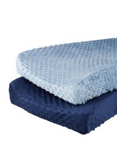 Baby Boys' 2-Pack Cotton Changing Pad Covers, Blue/Navy, OSZ