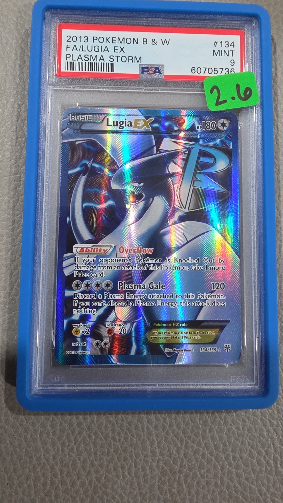 Plasma Storm Lugia EX Full Art Team Plasma Series 134 Psa 9