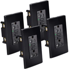 4Pack 20A Black GFCI Receptacle Fireproof Shell LED Indicator TR WR ETL Rated