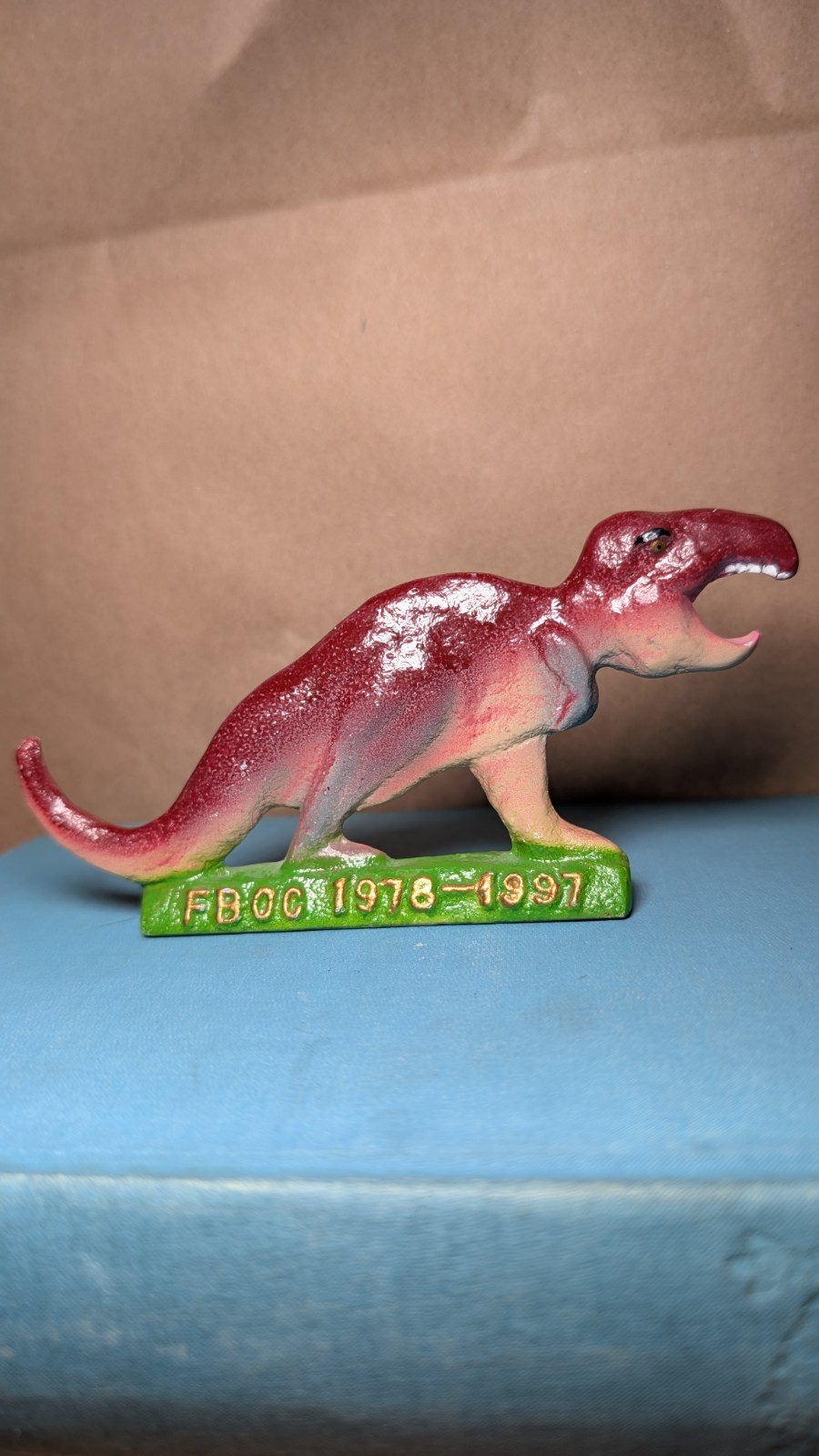 Vintage Cast Iron Dinosaur Bottle Opener "FBOC 1978-1997" "2