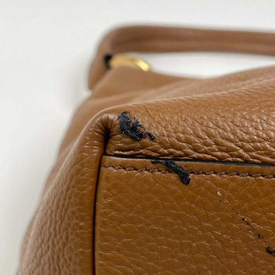 PRADA 1BC051 Plate Shoulder Bag Brown Leather 33cm #BS1087 thumbnail 3