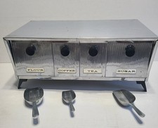 Vintage Krestline Speco Chrome Canister Flour Sugar Tea Coffee Freestanding