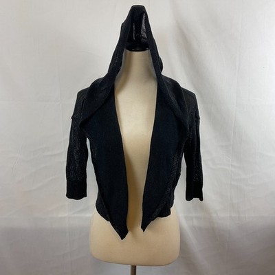 Weekend Max Mara Light Knit Cardigan S Black Hood 3/4 Sleeve