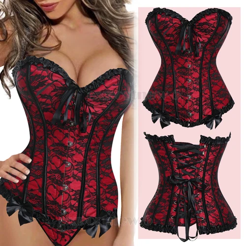 Bustier Corsé Top Mujeres Sobre Busto Con Cordones Cintura Deshuesada Entrenador Lencería Burlesca - Imagen 9 de 32