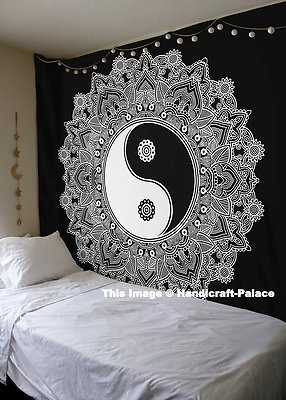 Wall Hanging Tapestry Mandala Indian Queen Size Wall Art Black And ...