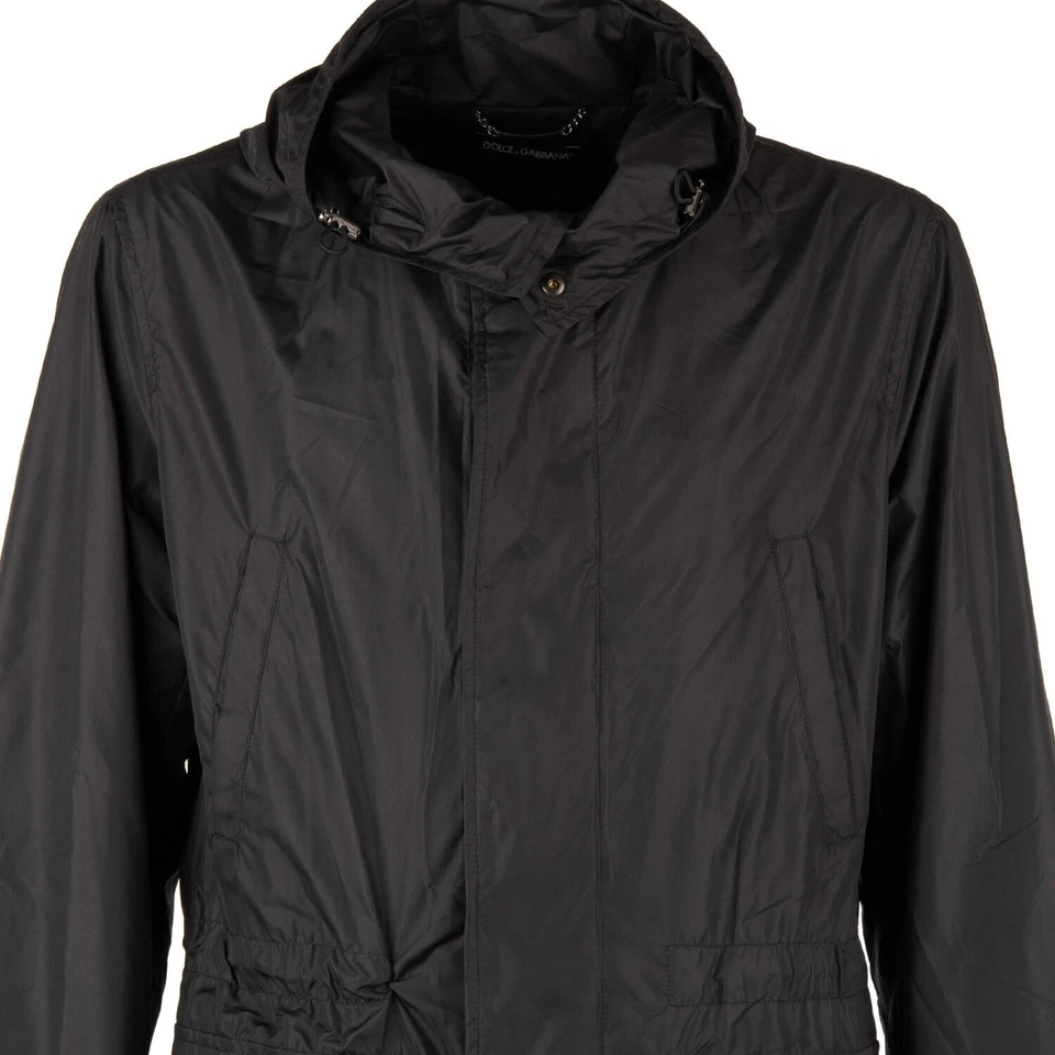 Jaqueta Parka DOLCE & GABBANA com Capuz Chuva Leve com Logotipo Preta 11262 - Imagem 4 de 4