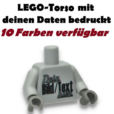 Original LEGO Torso Oberkörper bedruckt mit deinem Bild Text oder LOGO - NEU -
