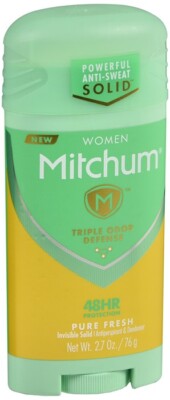 Mitchum Women Triple Odor Defense Deodorant Invisible Solid Pure Fresh 2.7oz
