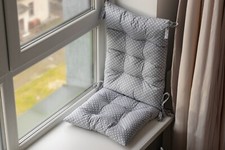 Set of cushions for rocking chairs, chairs pillow, pad with ties, gray polka dot