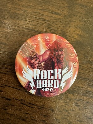 Rock Hard 1977 Pin Board Game Gen Con 2024 Metal Button Devir GenCon Memento