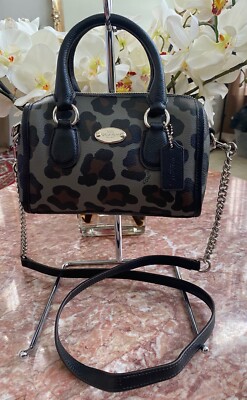New Coach Ocelot Mini Bennett Grey Multi Satchel Crossbody Bag F36449, $250