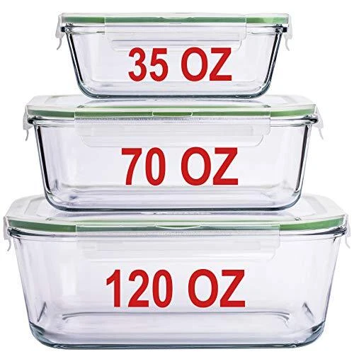 LARGE Glass Containers for Food Storage with Locking Lids Baking Dish Set 3 1...