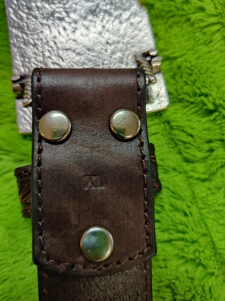 Cinturón Occidental Nocona Turquesa Racimo Hebilla Cruzada Marrón XL Cuero Tooled Foto 4 de 4