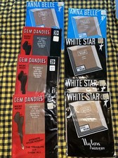 8 Pair Size 9 1/2 Assorted Colors Vintage Seamless Garter Stockings Nylon Mesh