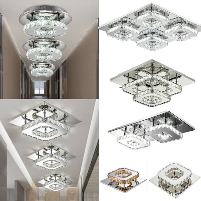 Modern Crystal Led Ceiling Light Pendant Lamp Lighting Flush Mount Chandelier