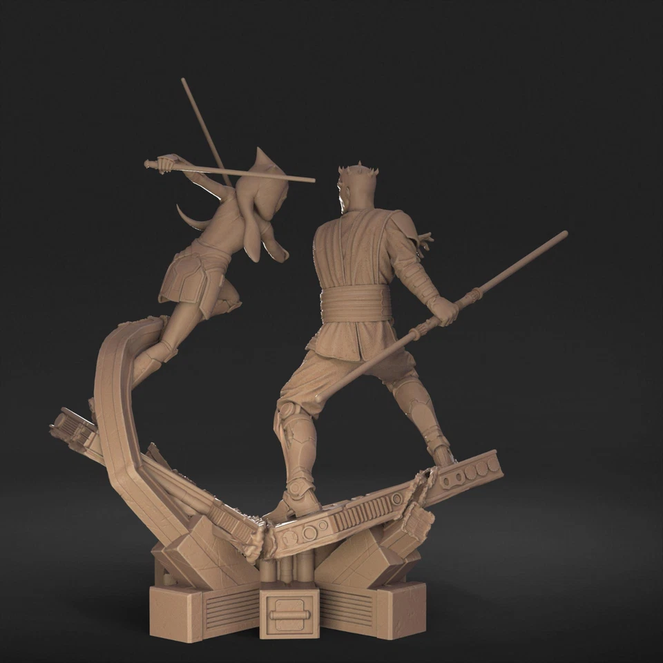 Ahsoka Tano vs. Darth Maul 3D Printed Figures, Iconic Star Wars Duel, Unpainted - Image 4 of 4