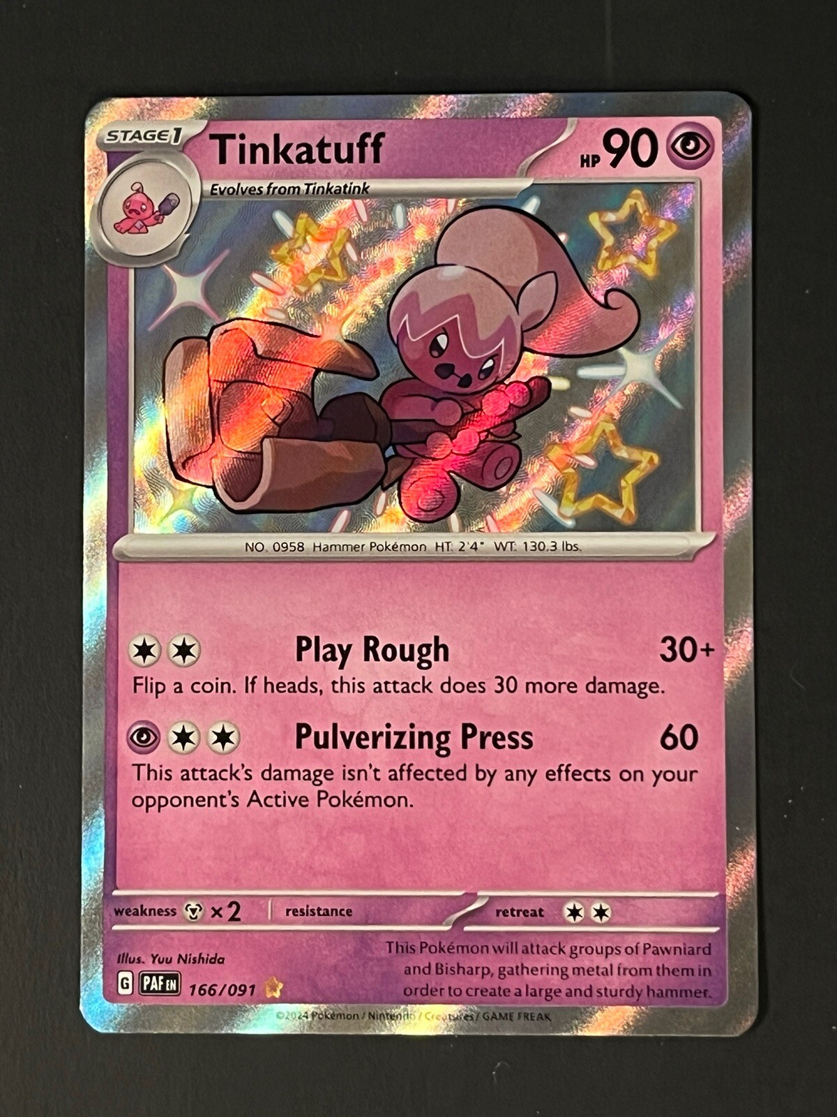 Pokémon TCG Tinkatuff Scarlet & Violet: Paldean Fates 166/091 Holo Shiny Rare