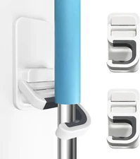 Broom Holder Wall Mount, 2 Pack Broom and Mop Organizer Wall Hanging Self Adhesi