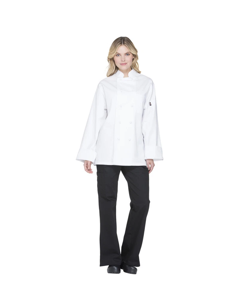 NWT DICKIES UNISEX KNOT BUTTON CHEF COAT WHITE  DC43 - Image 3 of 4