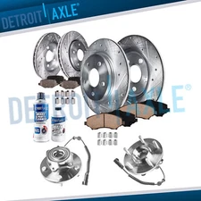 Front Rear Drilled Rotors Brake Pads Wheel Bearing Hubs for Dodge Grand Caravan