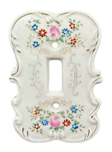 VTG Lot Arnart Porcelain Light Switch Cover Plate Single Double Floral Rose Gold - Picture 5 of 16