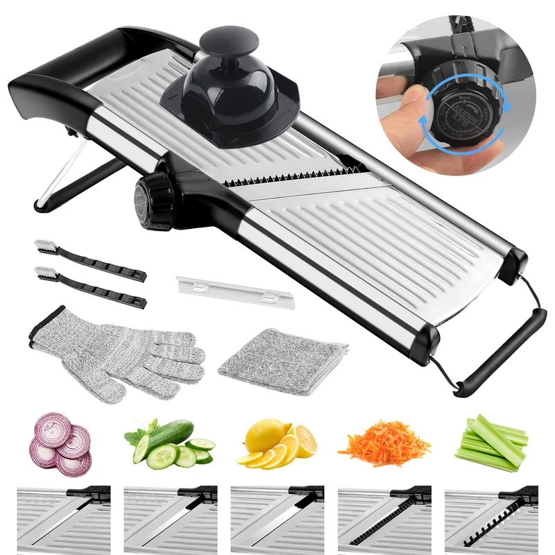 commercial stainless vegetable slicer with non-slip base