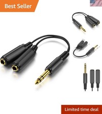 Durable 0.6 Feet 6.35mm Stereo Plug to Dual Jack Adapter - Gold Finished Design