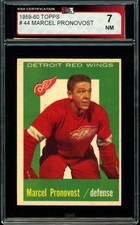 1959-60 TOPPS NHL HOCKEY #44 Marcel Pronovost KSA 7 NM Detroit Red Wings Card