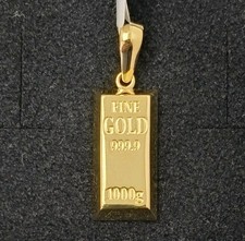 18K 750 Gold Pendant Necklace Decorative Ingot 2.20g Gold