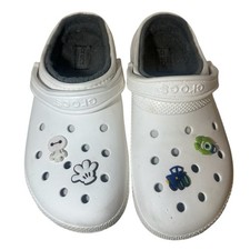 Crocs Classic Lined Clogs White Faux Fur Fuzzy Winter Shoes M9 W11