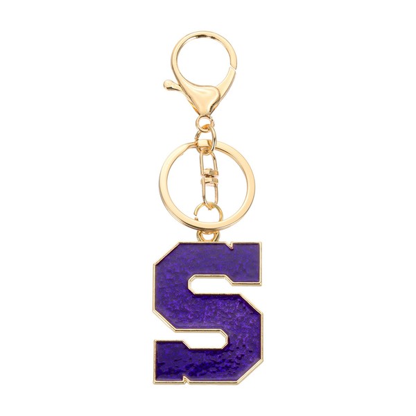 Initial Letter Keychain Alphabet Letter A-Z Keyring Purple (S)-image