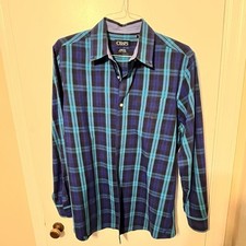 CHAPS Long Sleeve Button Down Plaid Casual Dress Shirt Size M