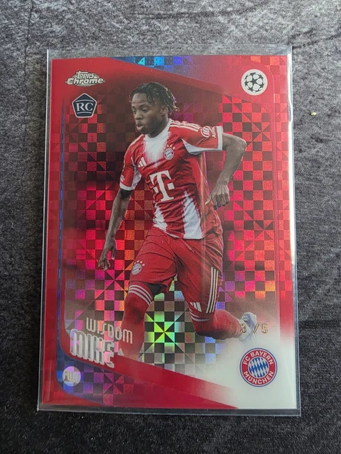 25-26 Topps Chrome UEFA Wisdom Mike RC Rookie SP #88 Red X Refractor /5